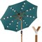 Best Choice Products 10ft Solar LED Lighted Outdoor Woodgrain Pattern Steel Market Patio Umbrella